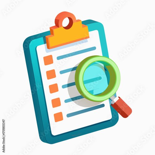 clipboard and magnifying glass