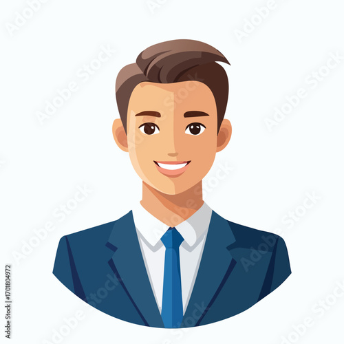 Smiling Young Male Professional in Blue Suit - AI Generated