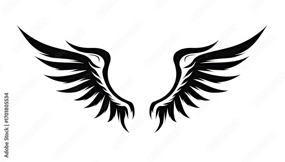 Fototapeta premium Black wings graphic design. Generative AI
