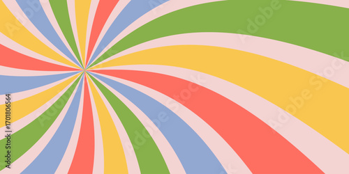 Retro summer sunburst background. Spring, summer colorful background for poster, card, flyer. Vector illustration.