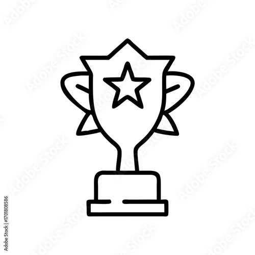Trophy award icon in minimalistic black line design  