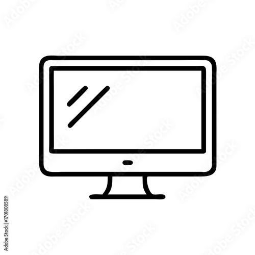 Computer monitor in minimalist design with simple outline icon  