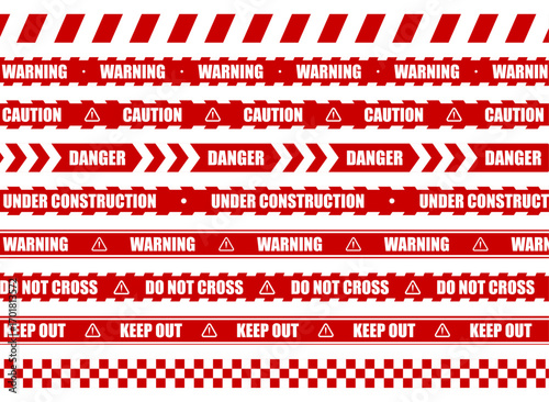 Road Safety Red White Tape PNG with Under Construction Hazard Warning and Caution Sign for Work Area Design
