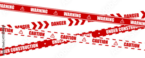 Under Construction Safety Tape PNG in Red White Color for Road Work Zone, Hazard Warning, and Secure Barrier Design
