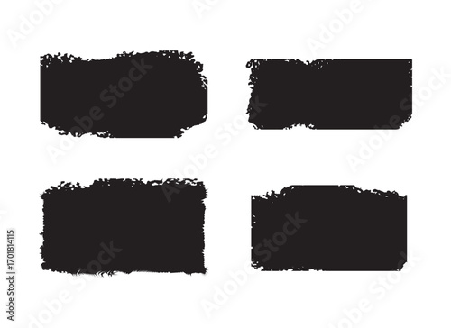Grunge Banner Elements Assorted Black Shapes for Textured Backgrounds Rough Edges and Distressed Effects Graphic Design Resource Collection