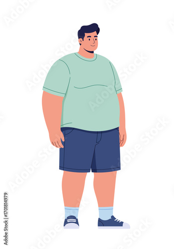 Stout man in casual clothes. Suitable for blog posts, social media graphics, and lifestyle articles targeting a diverse audience.