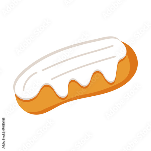 Sweet eclair with white icing dessert illustration