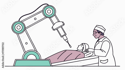 Robotic surgery technology enhances precision in medical procedures, showcasing robotic arm performing surgery on patient