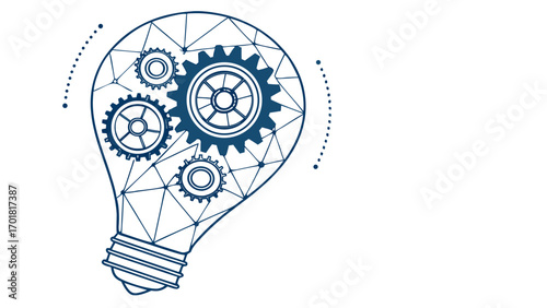 Creative light bulb design featuring cog wheels symbolizes innovation and ideas. This abstract representation combines technology and creativity