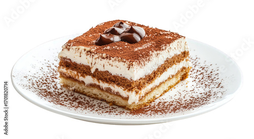 Wallpaper Mural Square tiramisu cake with chocolate chips and cocoa powder, isolated on transparent background Torontodigital.ca
