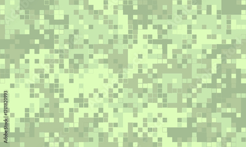 Abstract pixelated texture in calming pastel greens. Ideal for backgrounds, website design, or modern art projects.  Suggests digital camouflage or data streams.