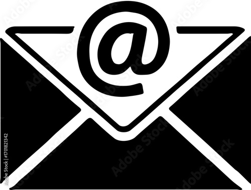 Email marketing concept envelope with at symbol for communication