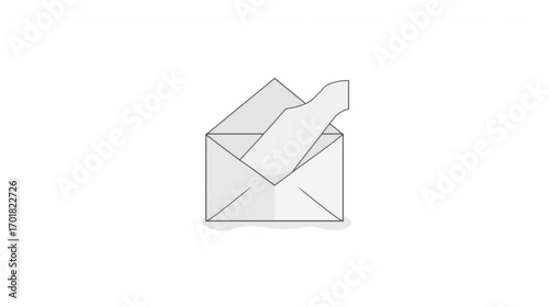Minimalist vector graphic of a bottle emerging from an open envelope, representing a unique message or a creative form of communication
