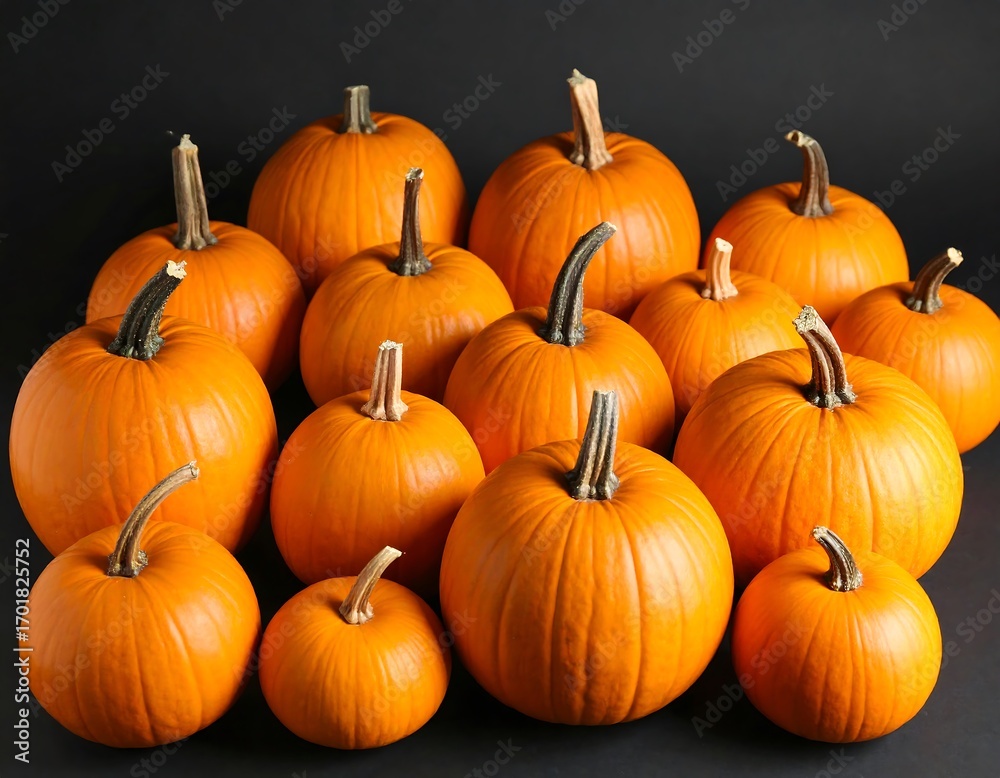 Obraz premium Group of pumpkins on a black background