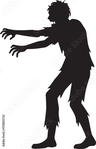 "Zombie Silhouette Illustration – Creepy Undead Character for Halloween and Horror Design"