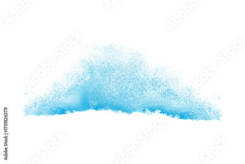 Water splash with light blue particles on a white background