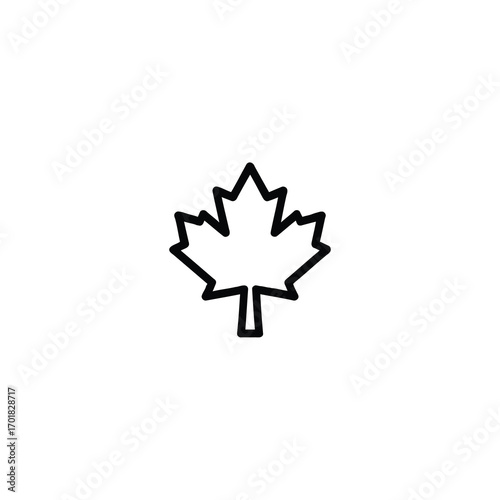 Simple outline icon of a Canadian maple leaf. Minimalist vector symbol for autumn nature or Canada related themes.