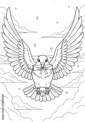 a carrier pigeon. coloring book