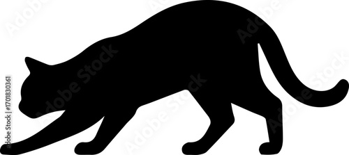 Crouching Cat Silhouette Vector – Hunting Pose