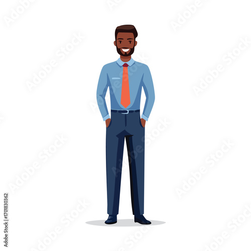 Smiling Young Businessman in Formal Office Attire - AI Generated