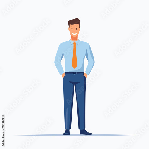Professional Young Office Man with Orange Tie - AI Generated
