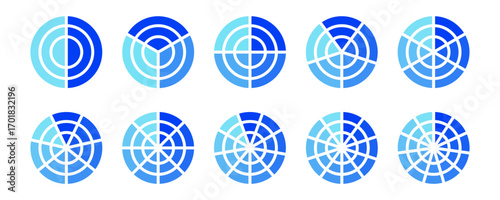 Vector pie chart. Business analytics Diagram. Financial report charts. Statistics visualization icon. Marketing data graphic. Infographic wheel with radial segment