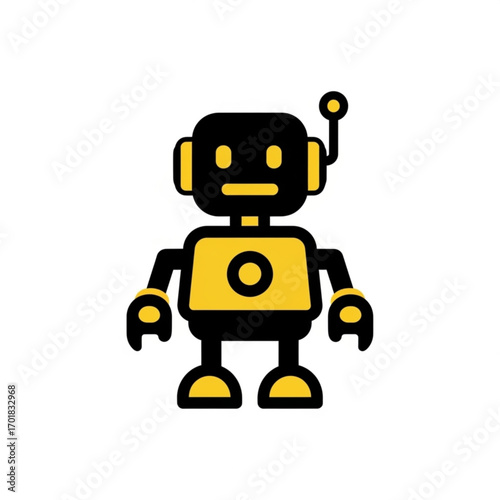 Vector art of cute black and yellow robot character
