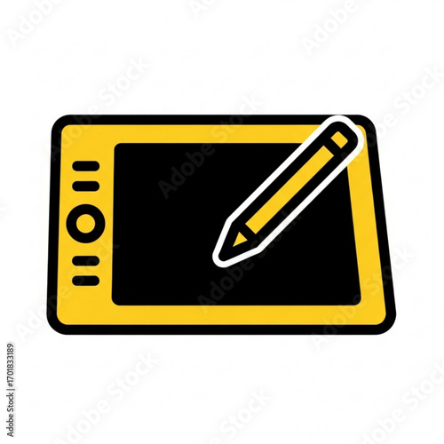 Vector art of digital drawing tablet and stylus icon
