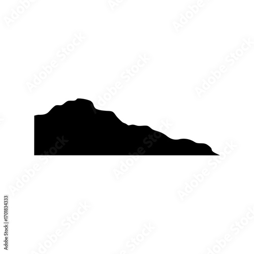 Silhouette of a mountain range against a white background, an abstract landscape