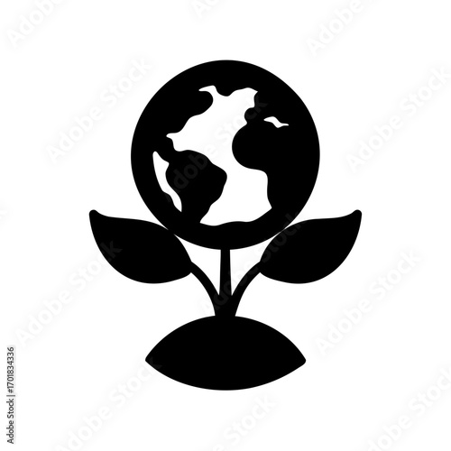 Symbolic illustration of a growing Earth plant, representing sustainability and environmental care