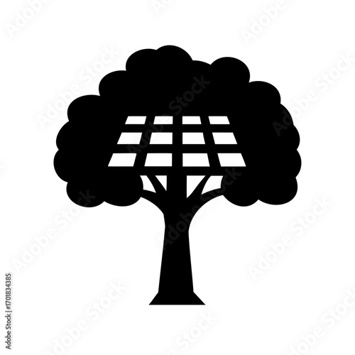 Hybrid energy source concept, tree with solar panel leaves for sustainability