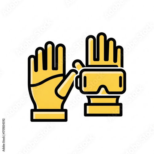 Vector art of virtual reality gloves and headset