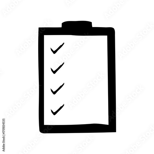 Hand drawn sketch of a checklist with check marks on a clipboard