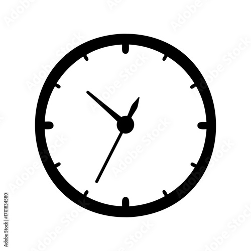 Black and white clock illustration shows a time of eleven thirty eight