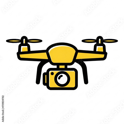Vector art of yellow drone with camera