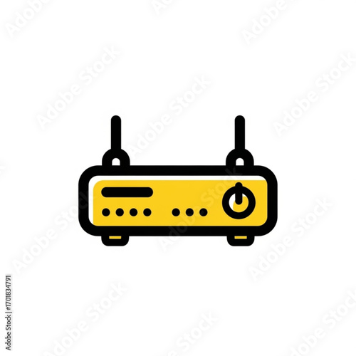 Vector art of yellow router with antennas