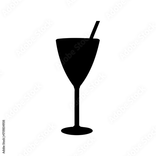 Elegant Cocktail Glass Silhouette with Straw, a Stylish and Minimalist Icon