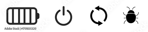 Battery Power Button Reboot and Bug Report Icon Set for Device Control UI