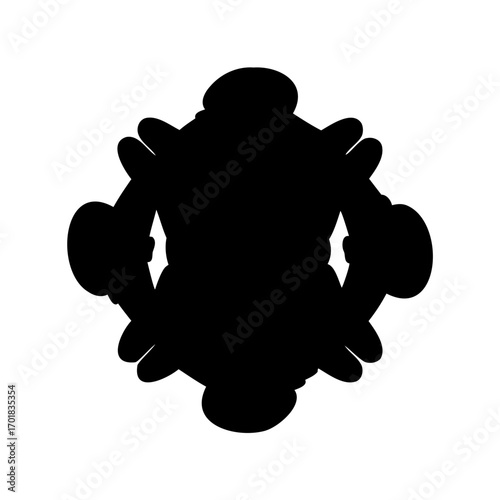 Abstract black shape with bulbous elements on each side creating an intriguing design