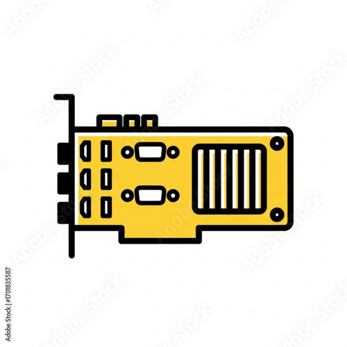 Vector art of yellow computer graphics card