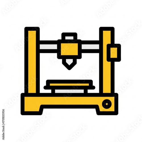 Vector art of yellow 3d printer icon
