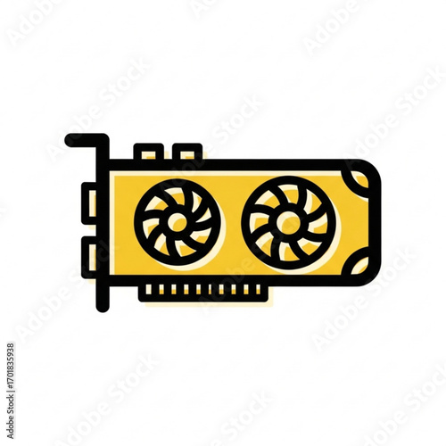 Vector art of yellow graphics card with two fans