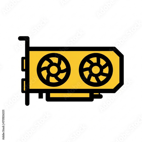 Vector art of computer graphics card with two fans
