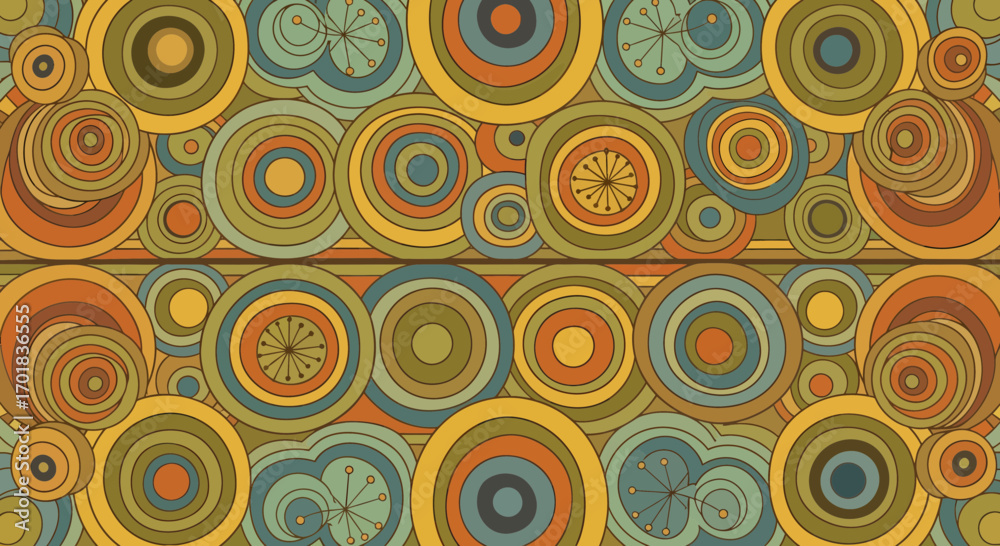 Fototapeta premium Retro Circular Design With Earthy Tones Seamless Backdrop