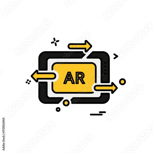 Vector art of augmented reality icon with arrows indicating input and output