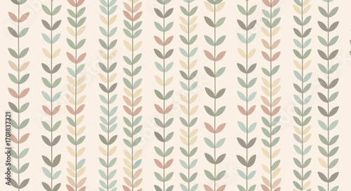 Seamless Vertical Leaf Pattern With Subtle Earthy Tone Background