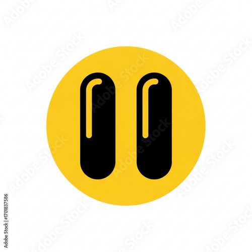 Vector art of two black capsules inside a yellow circle