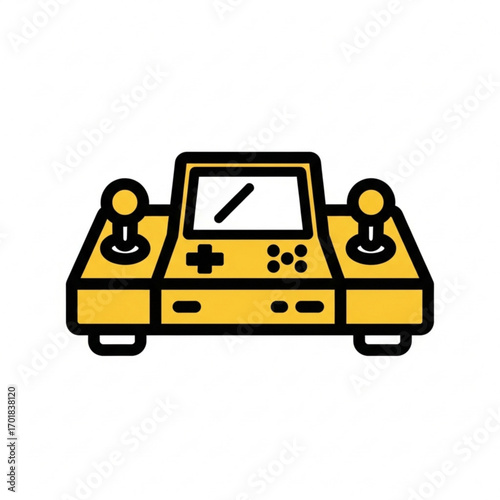 Vector art of retro video game console with joysticks