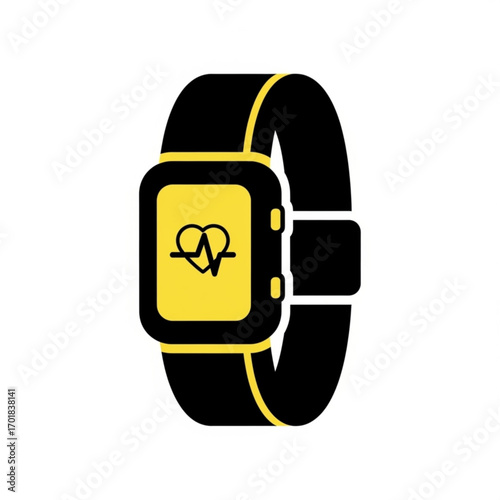 Vector art of smartwatch with heart rate monitor icon