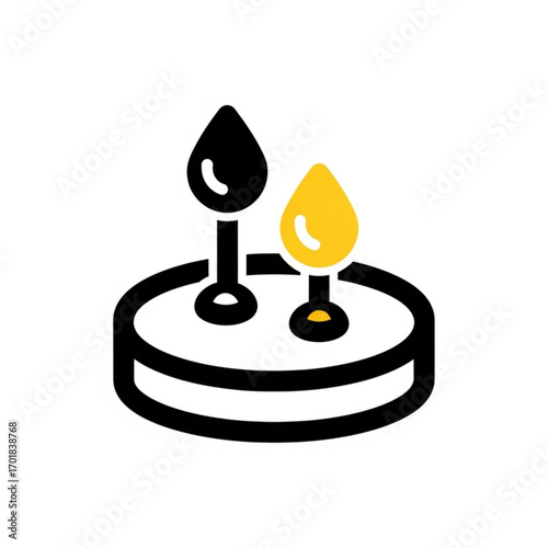 Vector art of two stylized drops of liquid on a petri dish